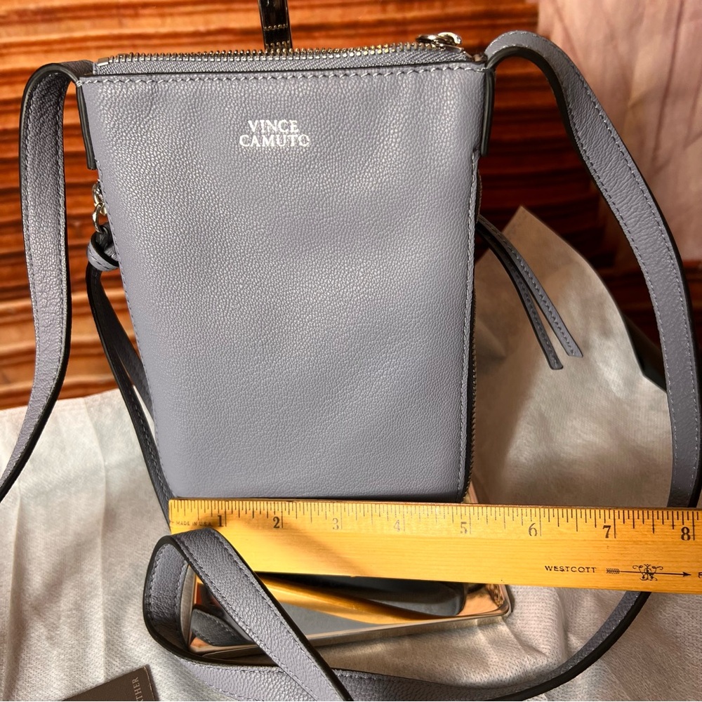 NWT Vince Camuto Genuine Leather Serenity Blue Crossbody Bag, zip closure, - Picture 6 of 17